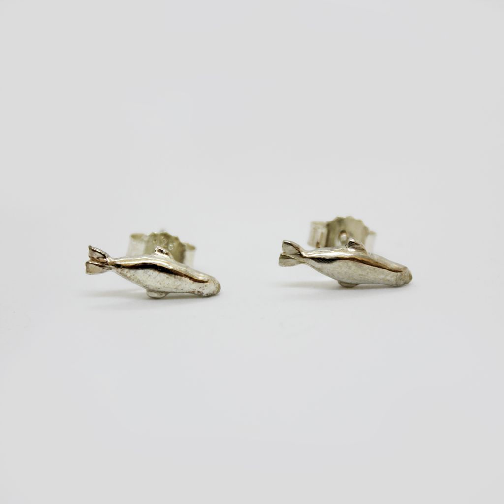 Silver Beluga Stud Earrings