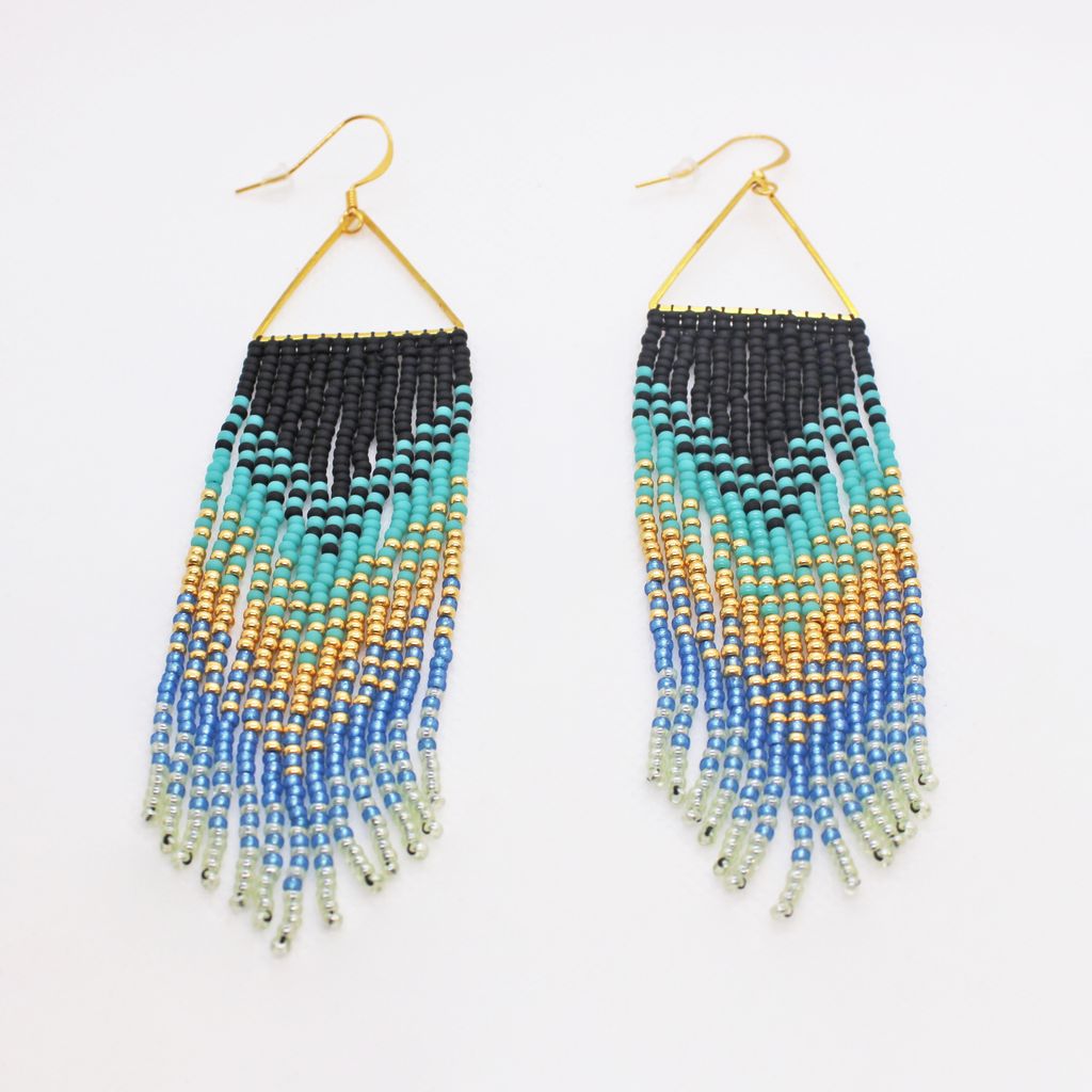 Black, Blue and Gold Jacksons Earrings