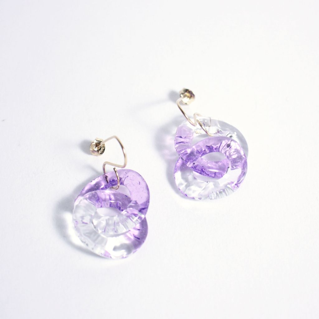Circle Chain Earrings Purple