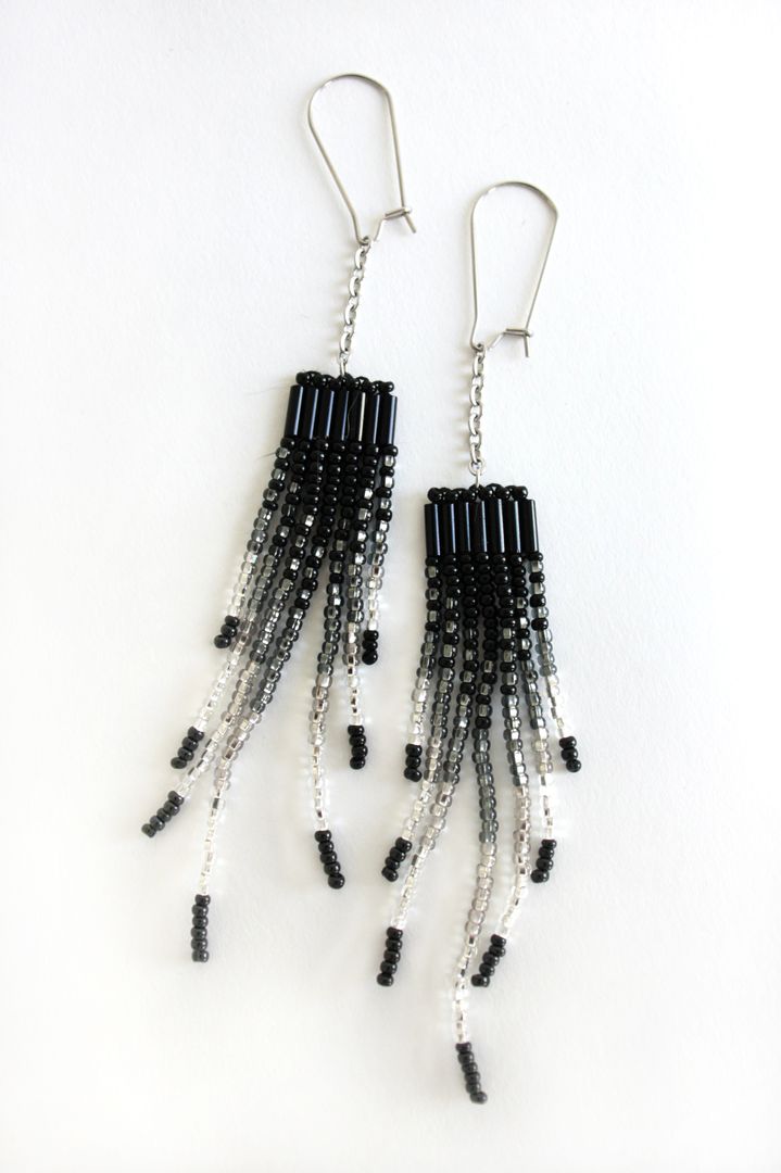 Small Signature Chain Earrings (Black)