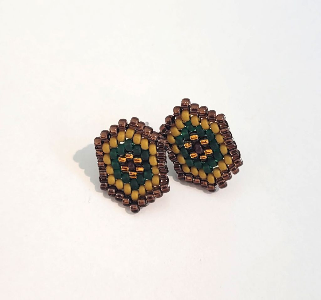 Brown and Green Bulls Eye Studs