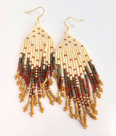 Cream and Brown Allison Earrings