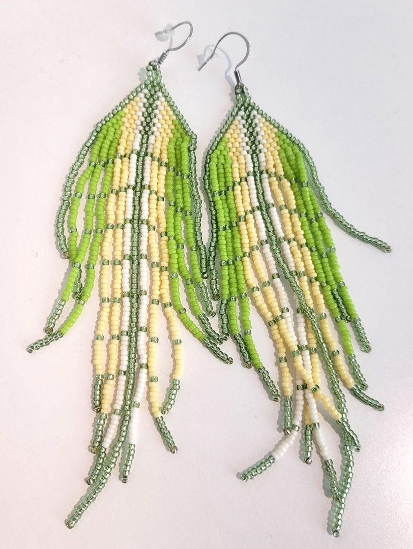 Green and Cream Laurens Earrings
