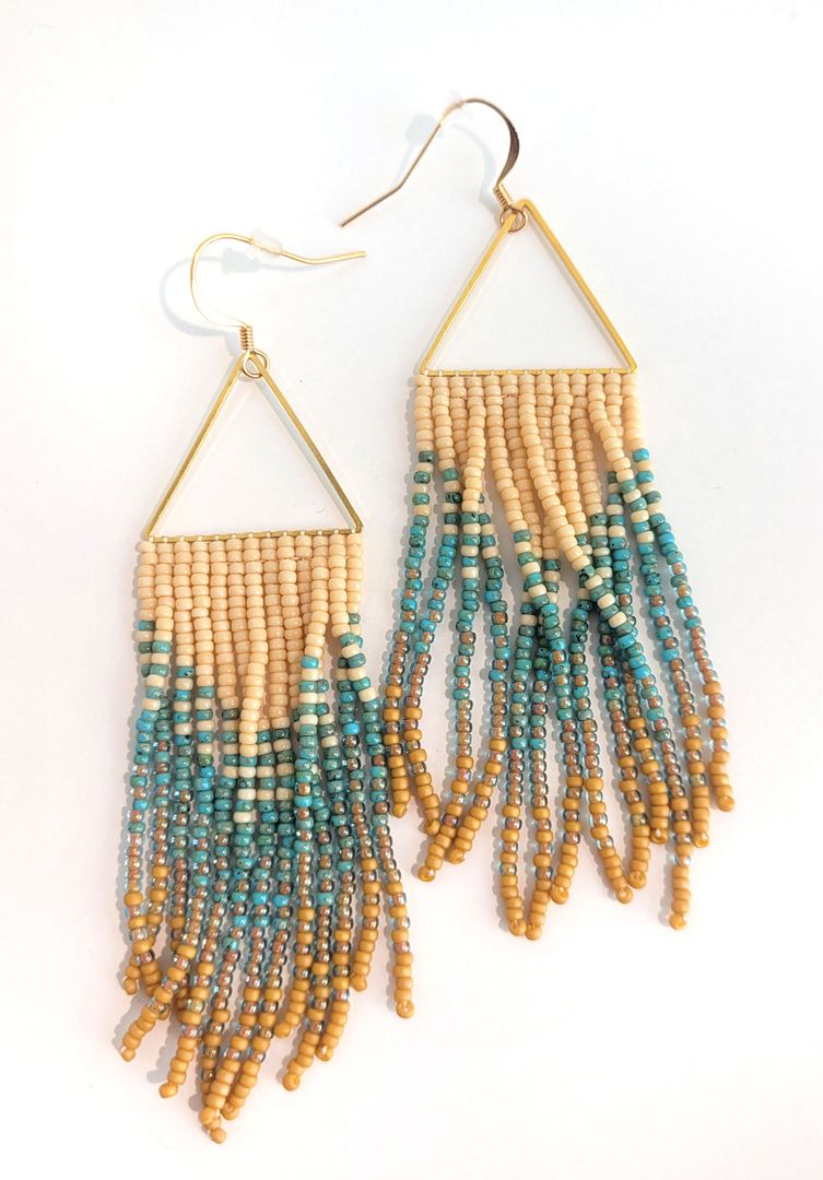 Cream, Teal, Tan Jacksons Earrings
