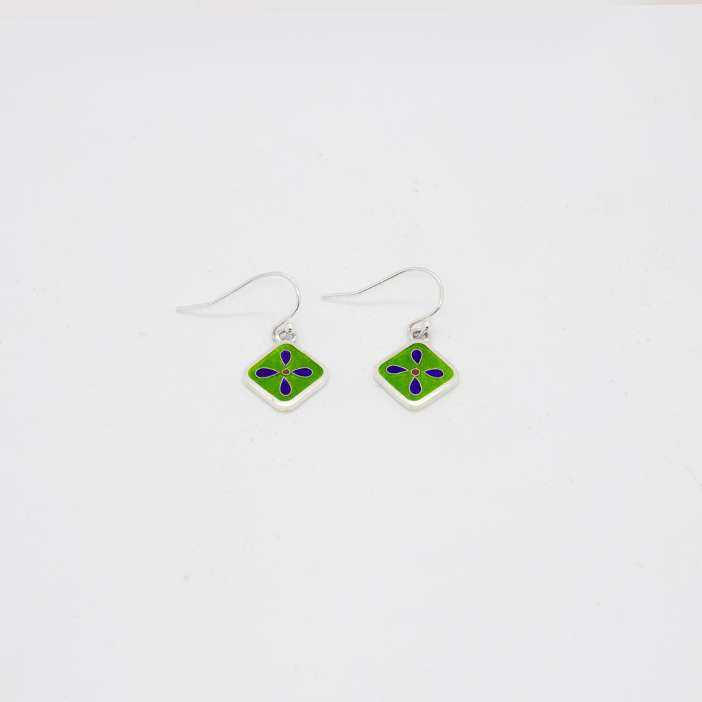 Boucles d'oreilles fleuries vertes