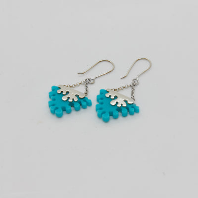 Boucles d'oreilles triangulaires pendantes bleues