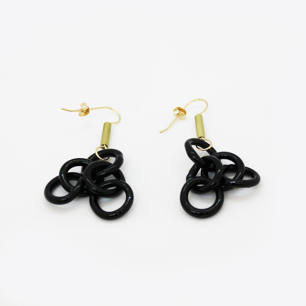 Chain with Brass Tube Earrings