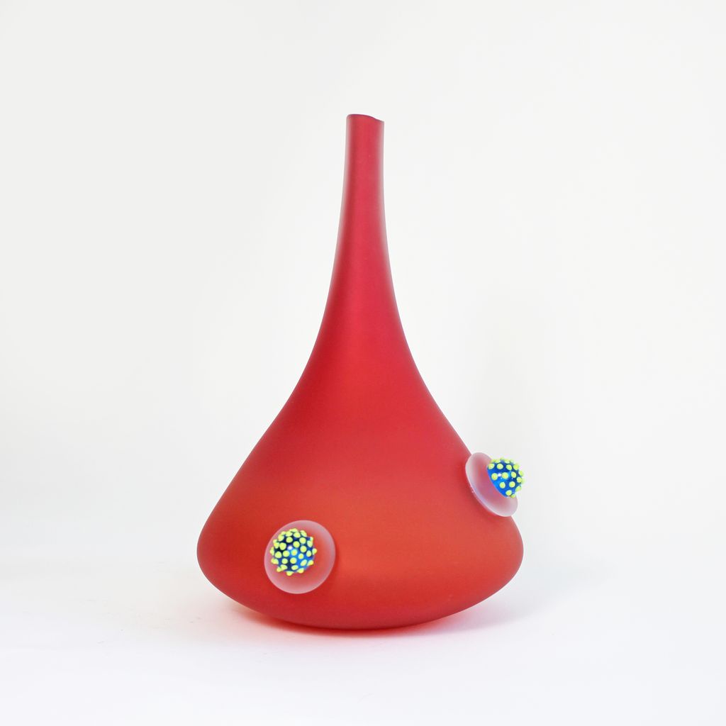 Vase Pousse avec perles rouge