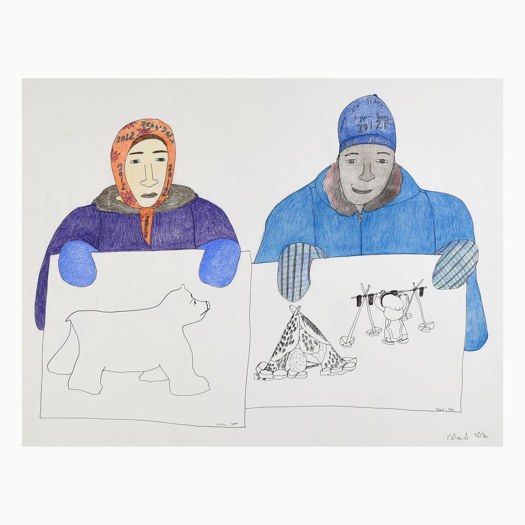 Two People Holding Drawings