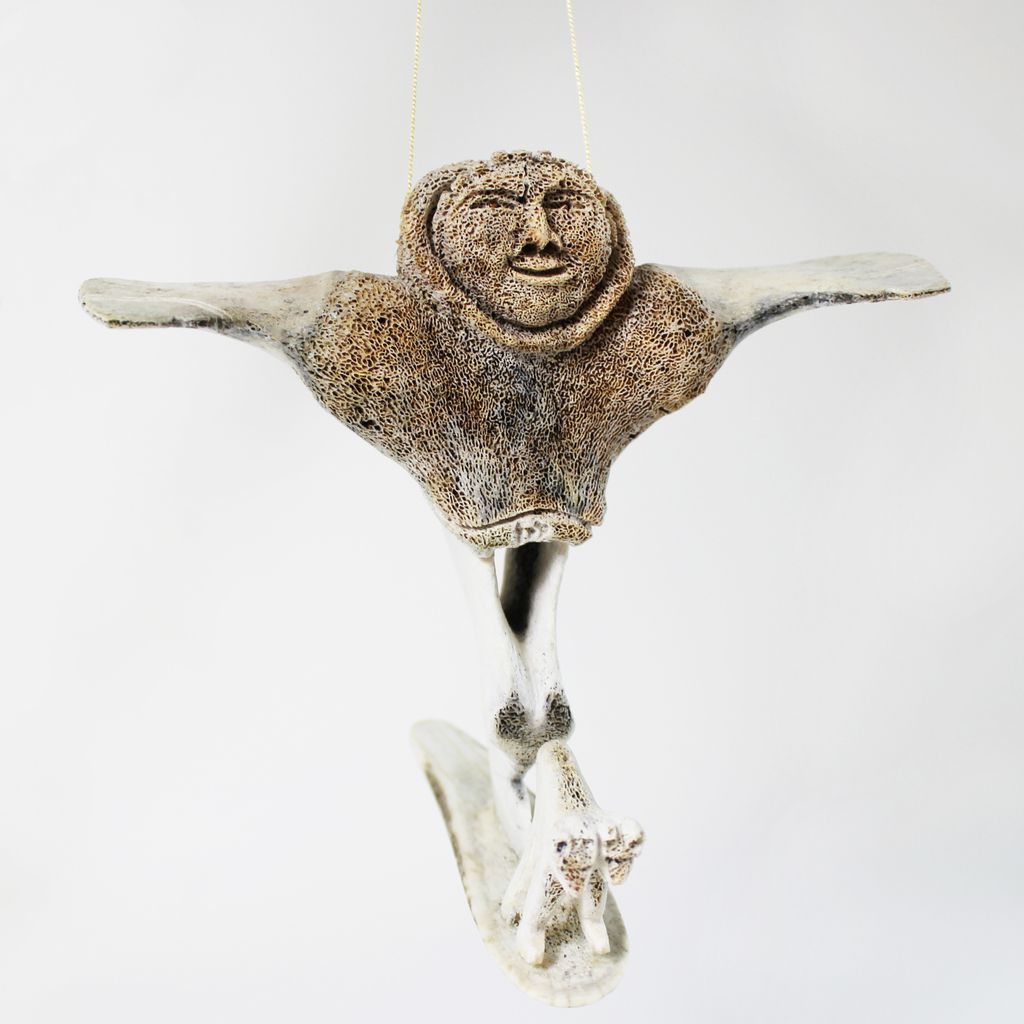 Flying Man with Two Headed Dog Ornament