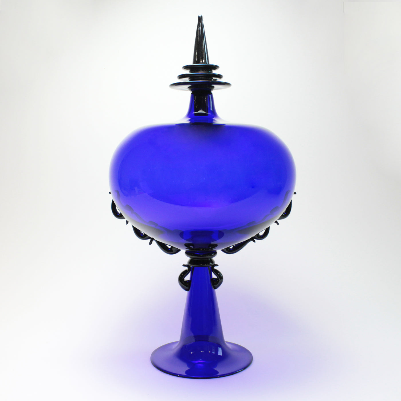 Cobalt & Black Vessel with lid (tall)