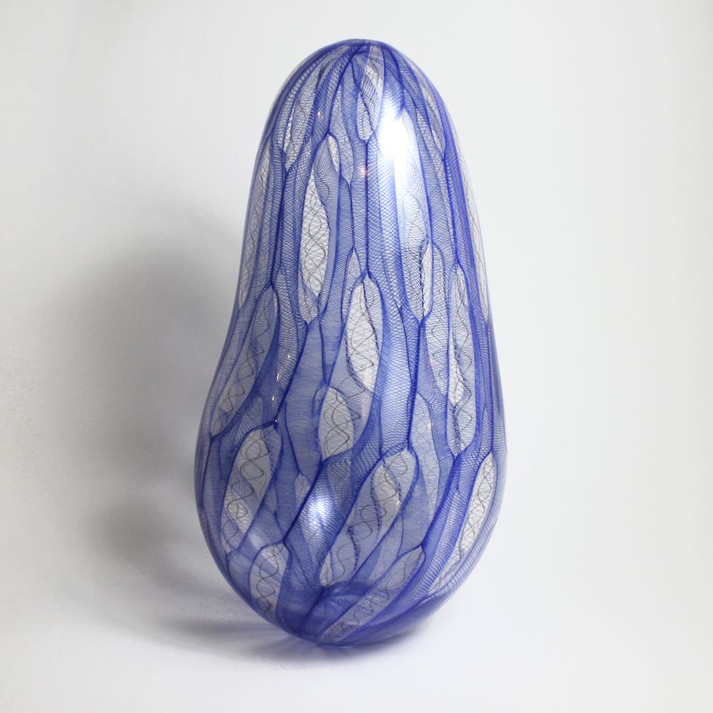 Vase bulle bleu et blanc