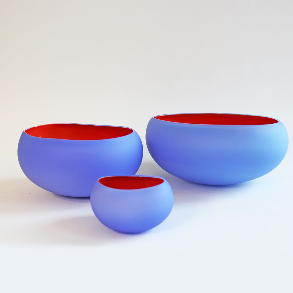 Triptyque bicolore bleu violacé et rouge