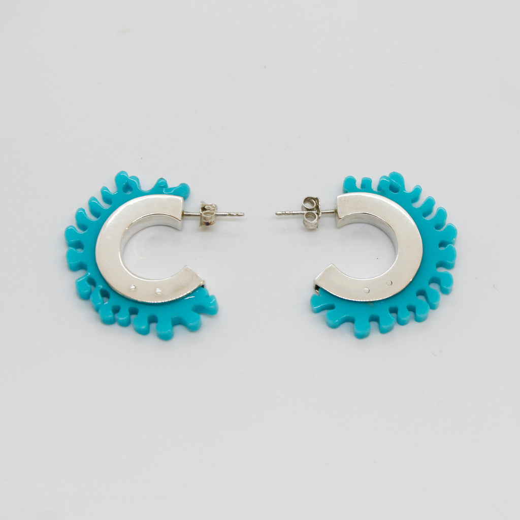 Grande boucles d'oreilles courbées bleues (collection Corail)