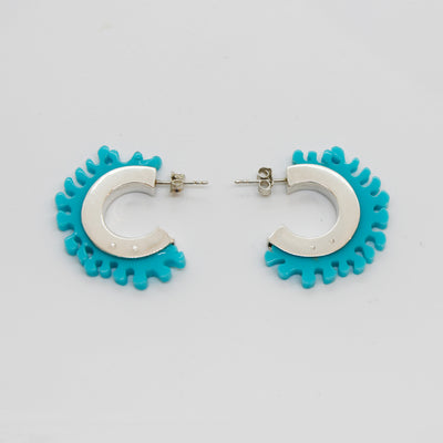 Grande boucles d'oreilles courbées bleues (collection Corail)