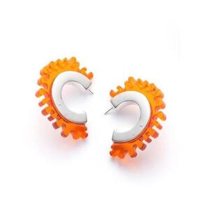 Grandes boucles d'oreilles courbées roses (collection Corail)