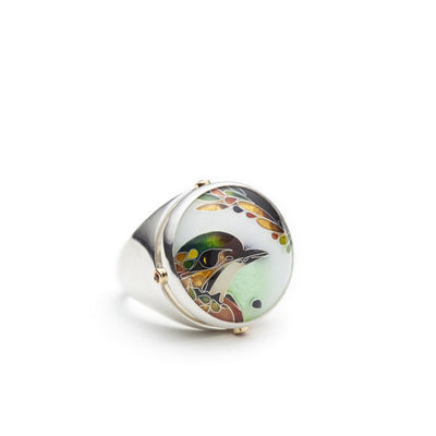 Jardin fleuri (bague tête oiseau)