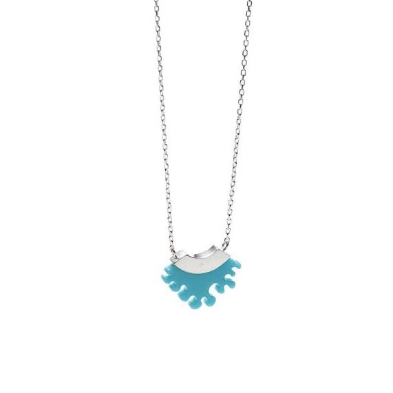 Petit pendentif courbé bleu (collection Corail), 2019 - La Guilde