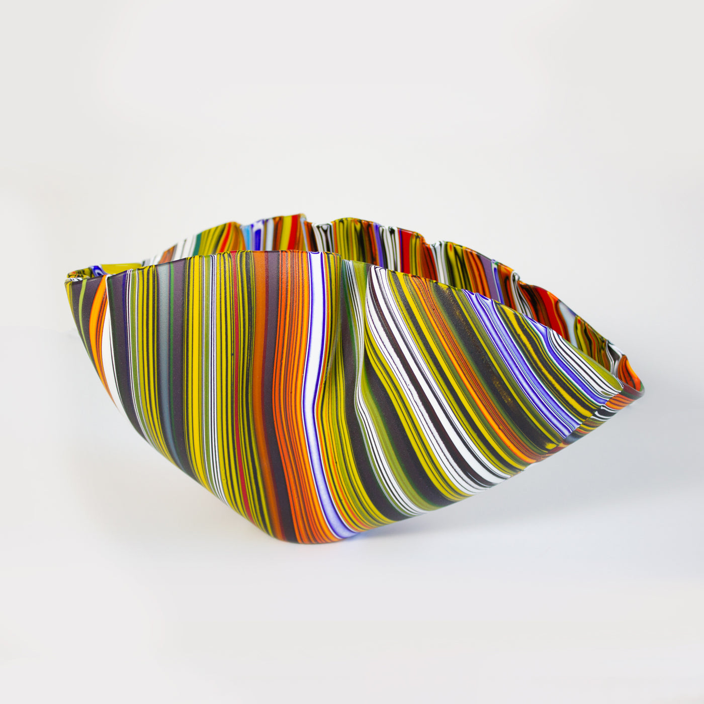 Bowl Form with Polychrome Stripes
