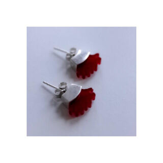 Mini boucles d'oreilles courbées rouges